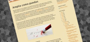 Captura de pantalla del blog Bastión rolero. Está inclinada unos cuantos grados en sentido antihorario y tiene un cuerpo central de fondo de color naranja pastel, con texto negro, y un fondo de página de rombos de diferentes ronos de gris engranados entre sí de manera que da la impresión de ser una serie de cubos apilados.