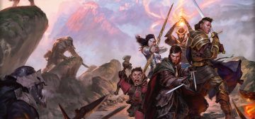 Un grupo de personajes pregenerados de Dungeons and Dragons, en posición de defensa y preparando el contraataque frente a un grupo de orcos que parecen a punto de echarse sobre ellos. Pero vamos, que lo mismo serían en la Marca del Este o cualquier juego OSR.