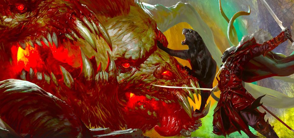 Un célebre elfo oscuro, equipado con cimitarras, y apoyado por su pantera negra, se lanza a la carga contra una criatura de múltiples cabezas de aspecto aterrador. Esto es una situación en que el artículo de reglas de iniciativa en la Marca del Este tiene relevancia.