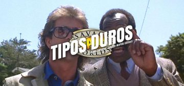El logo de Tipos Duros: el texto Tipos Duros en letras blancas grandes y cuadradas, con una inclinación de unos 15º hacia la derecha y debajo, letra más pequeña pero con las mismas características "Tipos Salvajes - Savage World Edition", todo girado unos 15º a contrarreloj y superpuesto al logo de Savage Worlds Fans. Como fondo de la imagen hay un fotograma de Arma Letal donde se ven a Riggs y Murtaugh señalando en dirección a la cuarta pared.